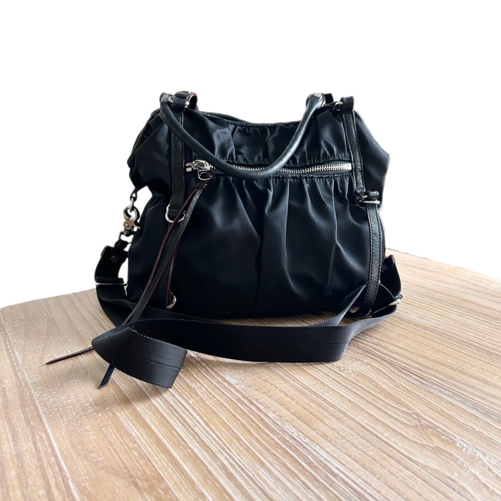MZ Wallace Bianca Tote Bag Nylon Black Bedford Moto Satchel Crossbody with Pouch